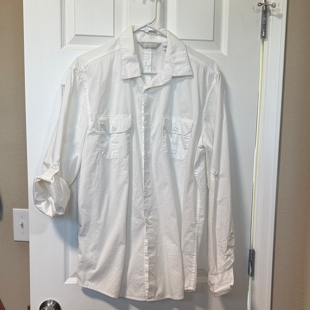 Claiborne Men's White Casual Button Down Shirt